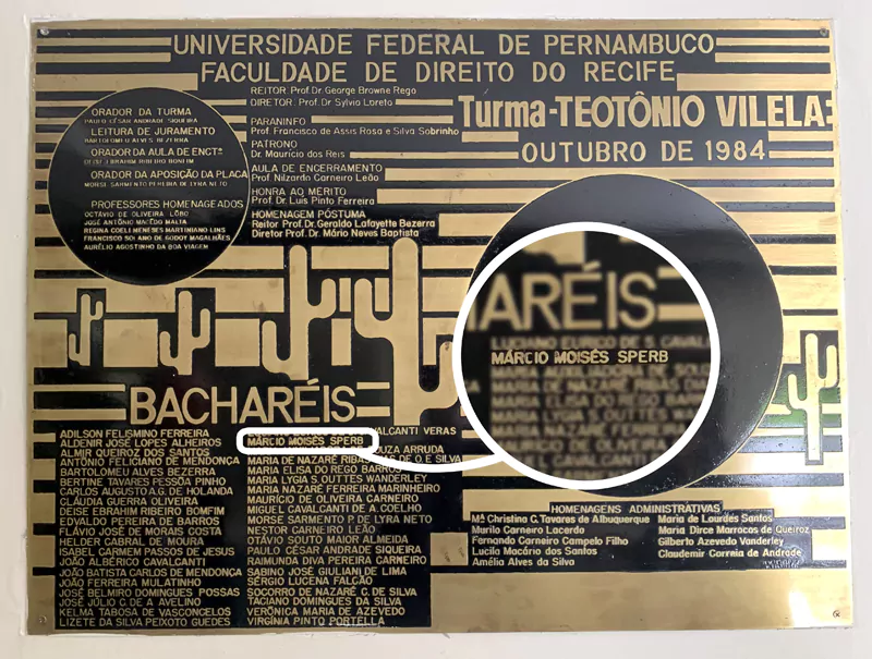 Márcio Sperb, concluiu sua formação na tradicional Faculdade de Direito do Recife